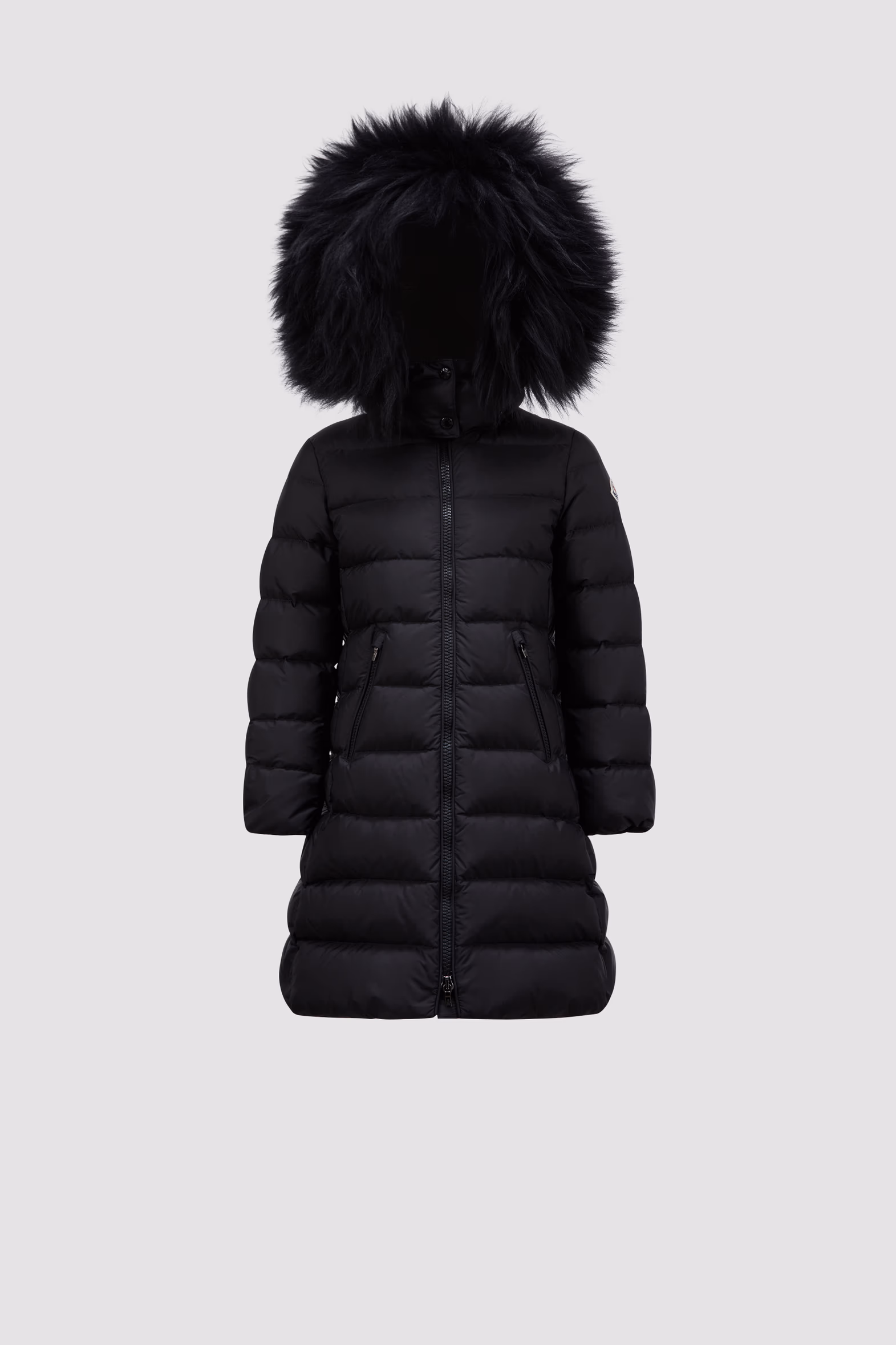Abelle Hooded Shearling Down Jacket Girl Black Moncler